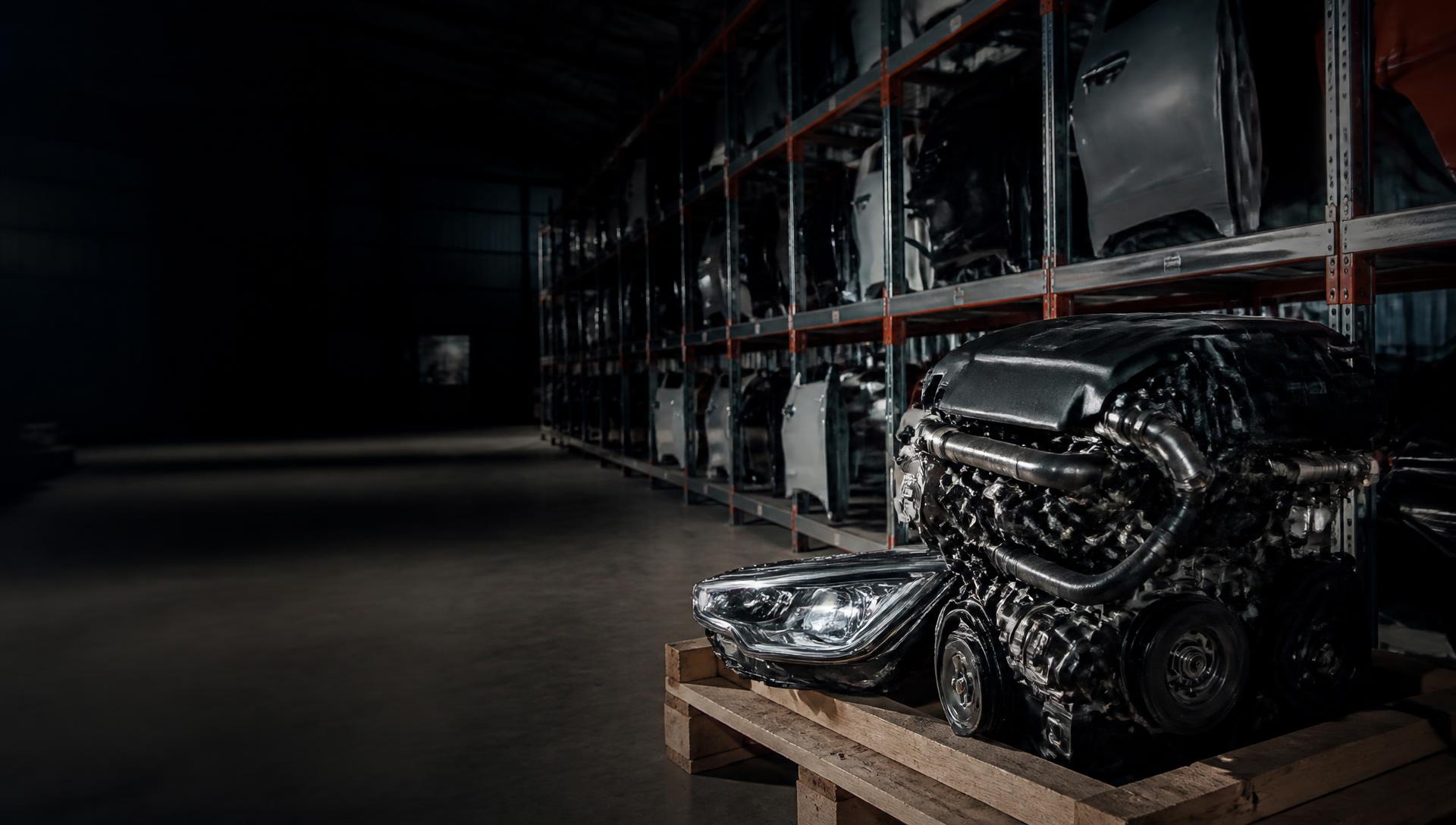 Atmosférický vizuál skladu automobilových náhradních dílů